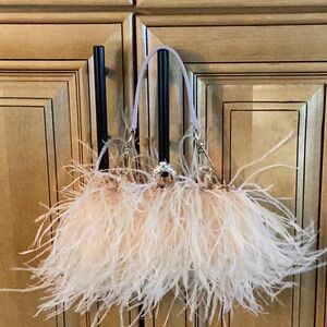 Pinky/Peach Feather Clutch/Wristlet